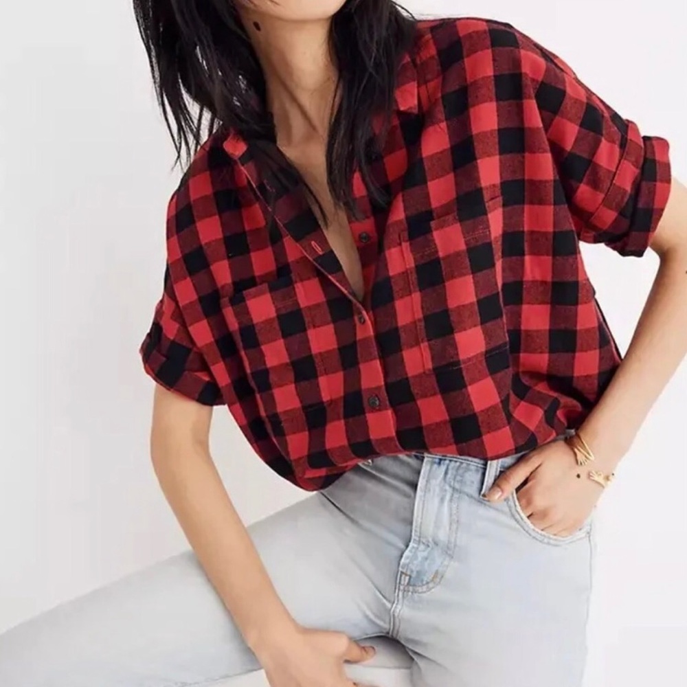 Madewell Courier Shirt Buffalo Check Flannel - size Small